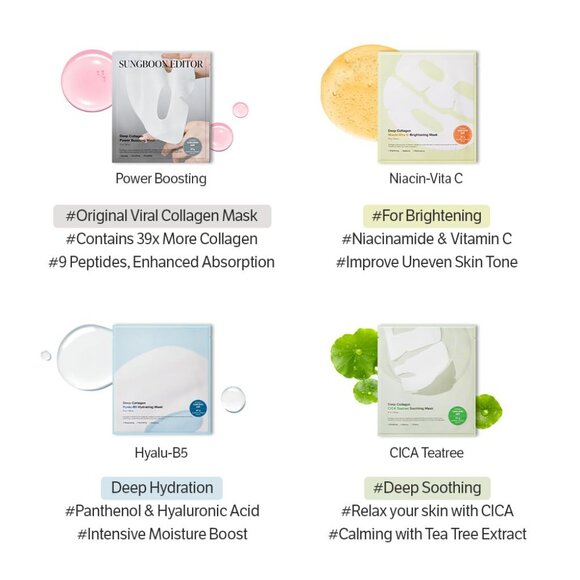Deep Collagen Overnight mask 37gx4ea | Original Hydrating Collagen Face Mask | R - Picture 7 of 9